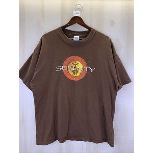 Y2K Brown “Serenity” Distressed Graphic T Shirt Mens Womens XL-11202